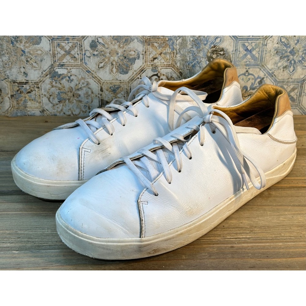 OluKai Laeahi Li Ili Leather Sneakers Mens 13 White Sporty Classic